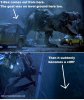 Jurassic Park t-rex came out the fence and pushes the car down the cliff.jpg